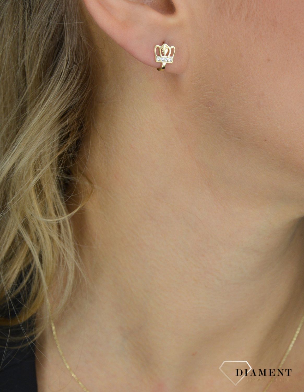 złote Kolczyki angielskie zapięcie KL9849 próby 0.585, dla kobiety, z cyrkoniami, angielskie, żółte złoto, z wieloma kamieniami, na Prezent.jpg